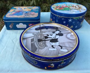 Lot Of 3 Vintage Limited Edition Cookie Tins - Disney 85th Anniversary Mickey Mouse Etc