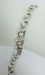 SIGNED RQC STERLING SILVER DOUBLE LINK BRACELET OR CHARM BRACELET