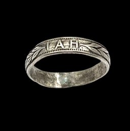 Vintage Sterling Silver Engraved Ring, Size 6