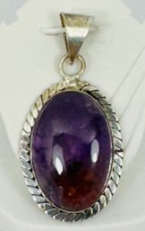 VINTAGE STERLING SILVER PURPLE QUARTZ PENDANT