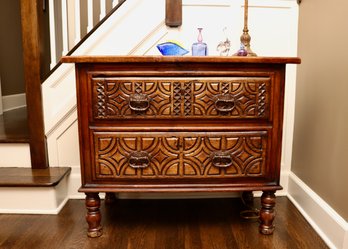 Antique 2 Drawer Hand Carved Chest