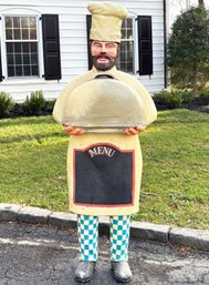 A Large Hand Carved Wood Chef - Menu Board - Nearly 5' Tall!
