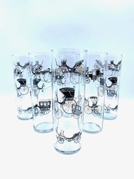 Vintage 1950's Stagecoach Tom Collins Glasses By Libbey