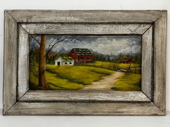 An Original Vintage Oil On Canvas, Bucolic Scene, Signed Ann J