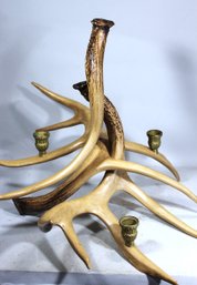 Faux Antler Candelabra With Brass Cups