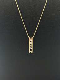 14k Yellow Gold 5 Diamond Ladder Necklace