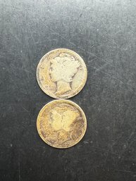 2 Mercury Dimes 1918, 1923