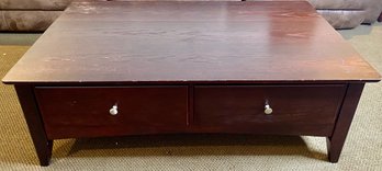 Dark Stained Coffee Table With 2 Drawers