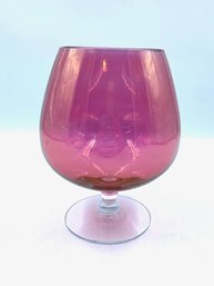 Vintage Rose-colored Flash Glass Brandy Snifter