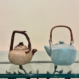 2 Asian Tea Pots - Japanese Celadon Crackleware And Chinese Zisha