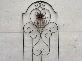 A Garden Trellis In Scrolled Wire With A Super Fun Cat Embellishment