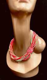 Fabulous & Funky Multistrand Vintage Necklace W/ Unique Detailed Clasp