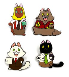 Set Of Four BREAKING CATS Work Clothes Themed Pins