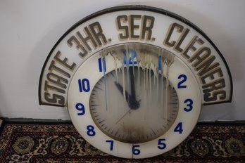 Vintage Local State Cleaners 3 Hrs Service Lighted Neon Working Clock