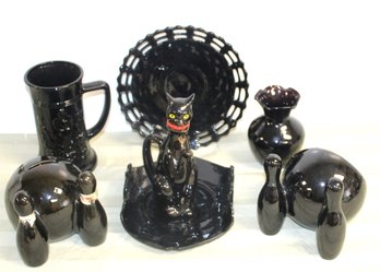 Black Glass Lot Of 7