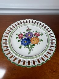 Wechsler Perforated Plate Hand Painted Flowers