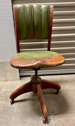 Vintage Leather Rolling Office Chair