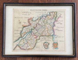 Antique Map Of Gloucester-shire Genuine Old Map By Simpson 1746 10.5x8 Framed