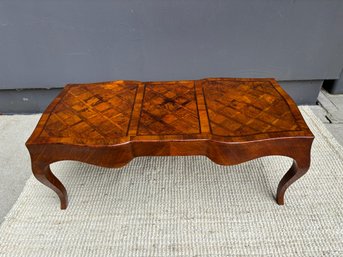 Vintage Italian Olive Wood Coffee Table With Parquetry Inlay  Crafted For Lord & Taylor