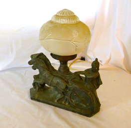 Roman Chariot Metal Table Lamp Glass Globe