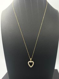 Stunning 14k Yellow Gold & Multi Diamond Heart Pendant Necklace