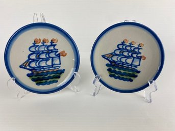 M. A. Hadley Schooner Ship Decorated Bread Plates (2)