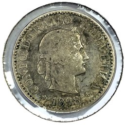 1898 Switzerland Confoederatio Helvetica 5 Rappen Coin