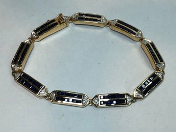 Incredible All 14K Yellow Gold, Diamond & Sapphire Bracelet - Paid $3,900 20 Years Ago - 14.5 Grams - WOW !