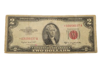 1953B $2 Bill With Red Seal Star Note!