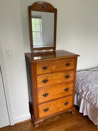 Wood 4 Drawer Dresser And Wood Framed Mirror