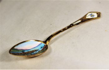 Continental .800 Gilded Silver Enamel Bowl And Handled Souvenir Spoon