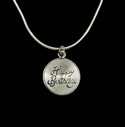 Italian Sterling Silver Chain With Sterling Happy Birthday Pendant