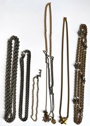 6 Vintage Necklaces, Mostly Chains, Some Double Long