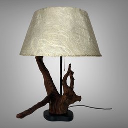 Vintage Driftwood Lamp With Fiberglass Shade