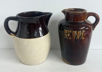 2 Vintage Pottery Pitchers