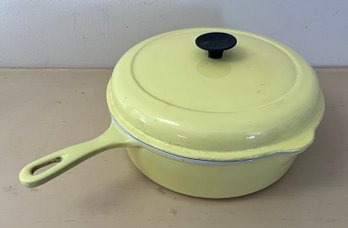 Nice Yellow Enamel Cast Iron Pot With Cover