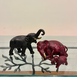 2 Metal Antique Cast Elephants