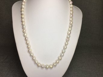 Wonderful Genuine Cultured Baroque Pearl Necklace - 19' Gold Plated Sterling Silver Clasp - NICE PIECE !