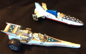 Pair Of Vintage 1976 Ideal Toys Evel Knievel  Die Cast Miniatures - M