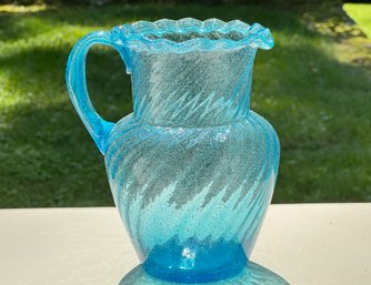 Vintage Aqua Blue Swirl Pitcher