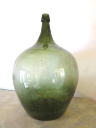 Antique Hand Blown Green French Demijohn Large Bottle