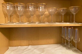 Vintage Gold Rim Glasses Contemporary Champagne Flutes