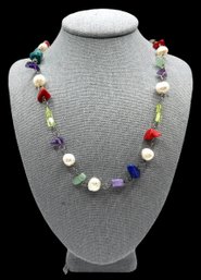 Beautiful Sterling Silver SILPADA Multi Colored Stones Beaded Necklace