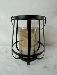 Glass And Iron Candle Lantern