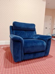 An HTL Blue Velvety Power Recliner Chair