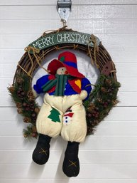 Christmas Wreath With Snowman