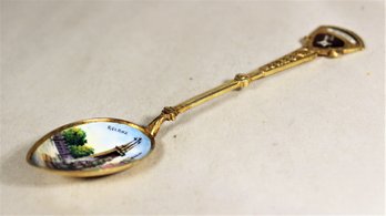 .800 Gilded Silver Enamel Souvenir Spoon From Roland