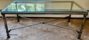 Glass Topped Metal Patio Table