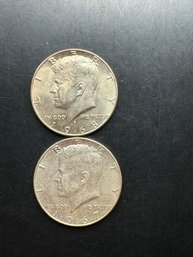 2 Kennedy Silver Half Dollars 1967, 1968-D