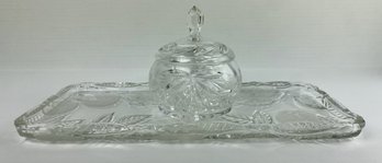 Pressed Glass Vanity Tray And Dish With Lid (2)